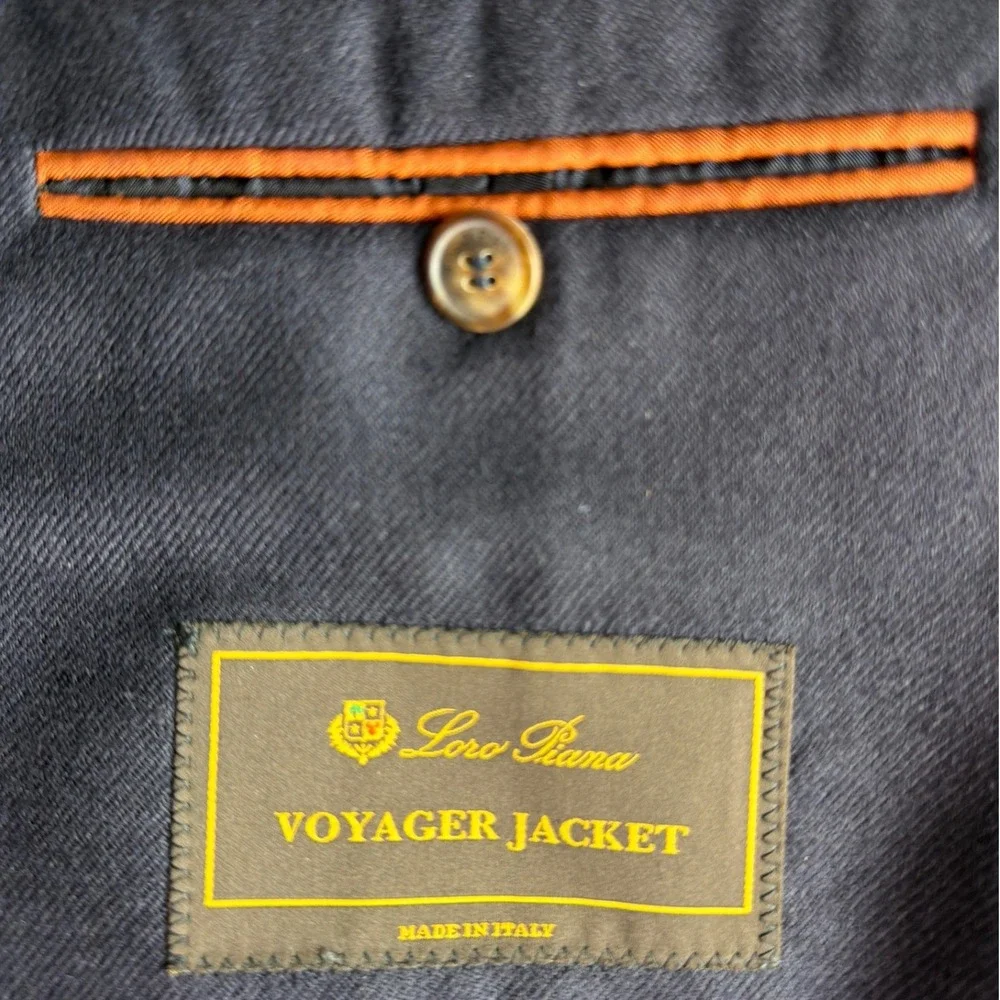 Loro‎ Piana Voyager Jacket Mens 52 Navy Blue 100% Cashmere Blazer Made in Italy